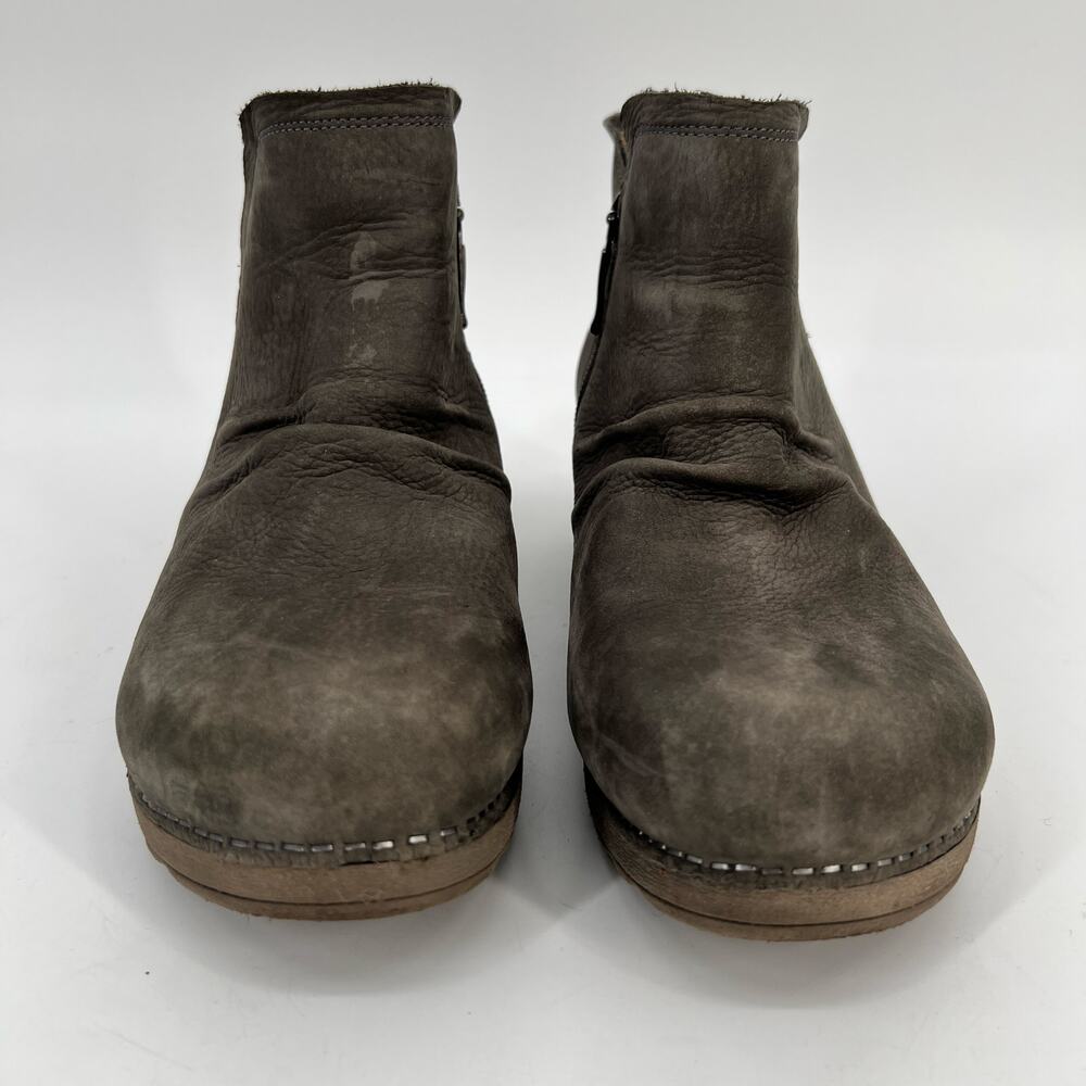 Dansko Caley Wedge Bootie Womens EU 41 US 10.5-11 Gray Nubuck Leather Ruched - Picture 2 of 15
